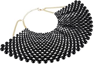 Chunky Bib Necklace with Beads and Pearls