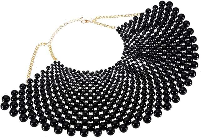 Chunky Bib Necklace with Beads and Pearls