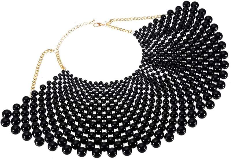 Chunky Bib Necklace with Beads and Pearls