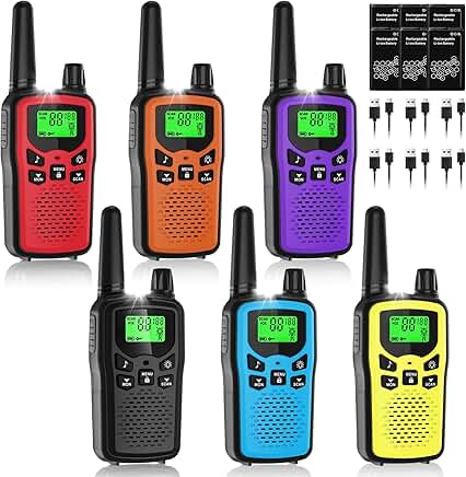 Long Range Rechargeable Walkie Talkies for Adults (6 Pack)