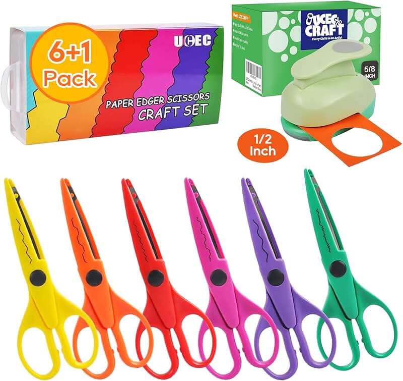 Craft Scissors and Paper Punch for Crafts and Scrapbooking