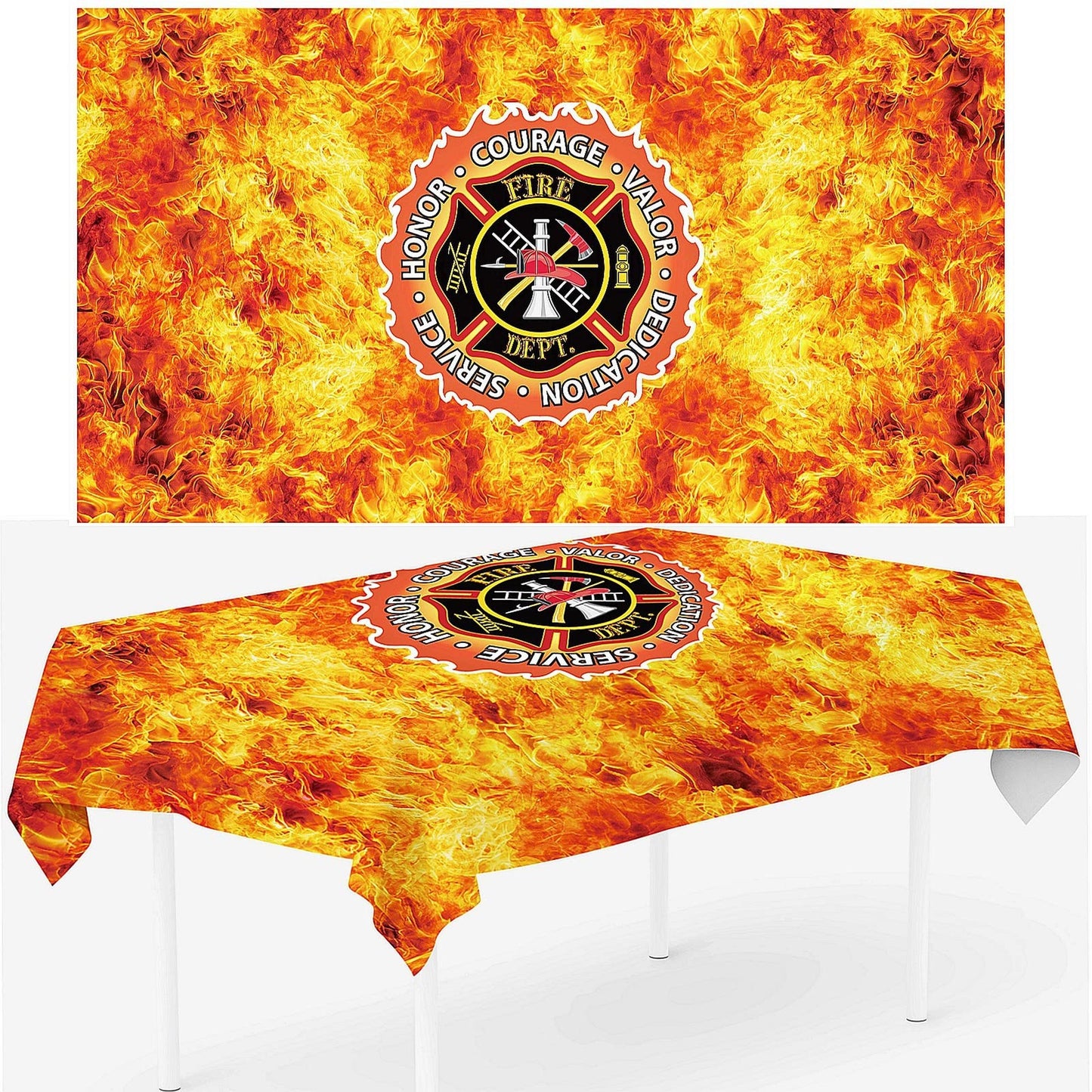 Fighter Engine Truck Birthday Tablecloth - Oxford Cloth man themed tablecover for Police Party Decorations. Perfect for Kids and Adults Birthday celebrations!