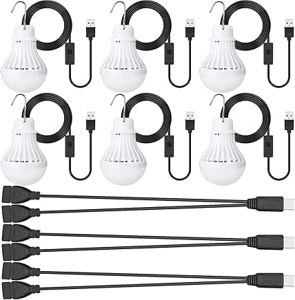 6-Pack USB LED Camping and Portable Lights