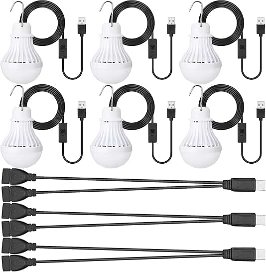 6-Pack USB LED Camping and Portable Lights