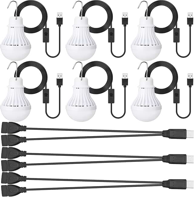 6-Pack USB LED Camping and Portable Lights