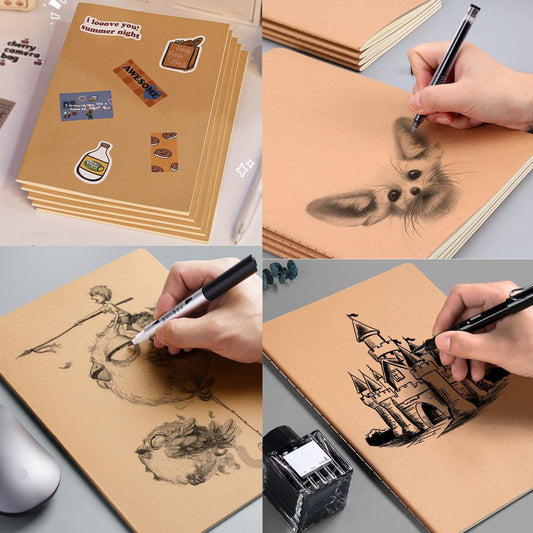16 Kraft Notebooks for Writing and Sketching