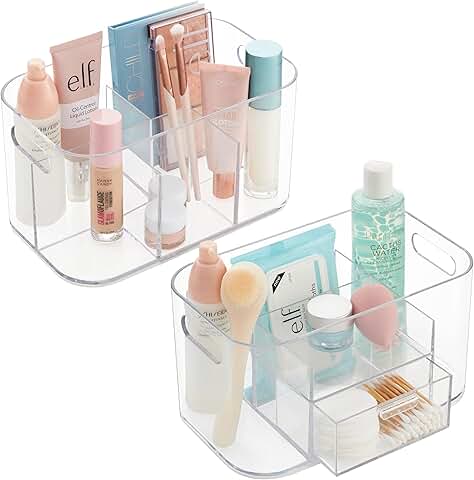 Clear 10x6 Inch Plastic Storage Bin Set with Dividers