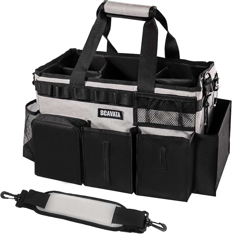 Portable Cleaning Caddy with Handles and Dividers