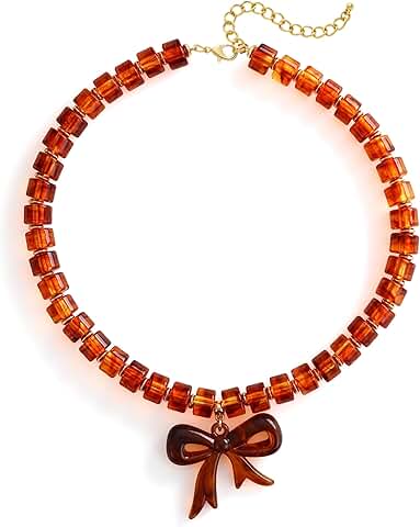 Acrylic Bow Pendant Necklace for Fall and Thanksgiving