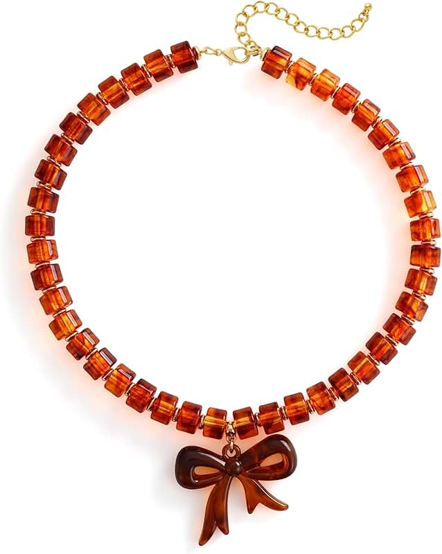 Acrylic Bow Pendant Necklace for Fall and Thanksgiving