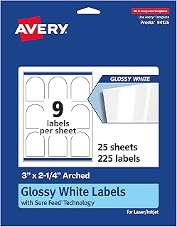 Glossy White Arched Labels, 3x2.25 inches, 225 sheets