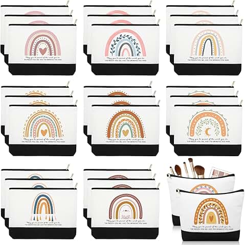 30 Rainbow Canvas Makeup Bags for Gifts and Office Use