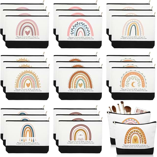 30 Rainbow Canvas Makeup Bags for Gifts and Office Use