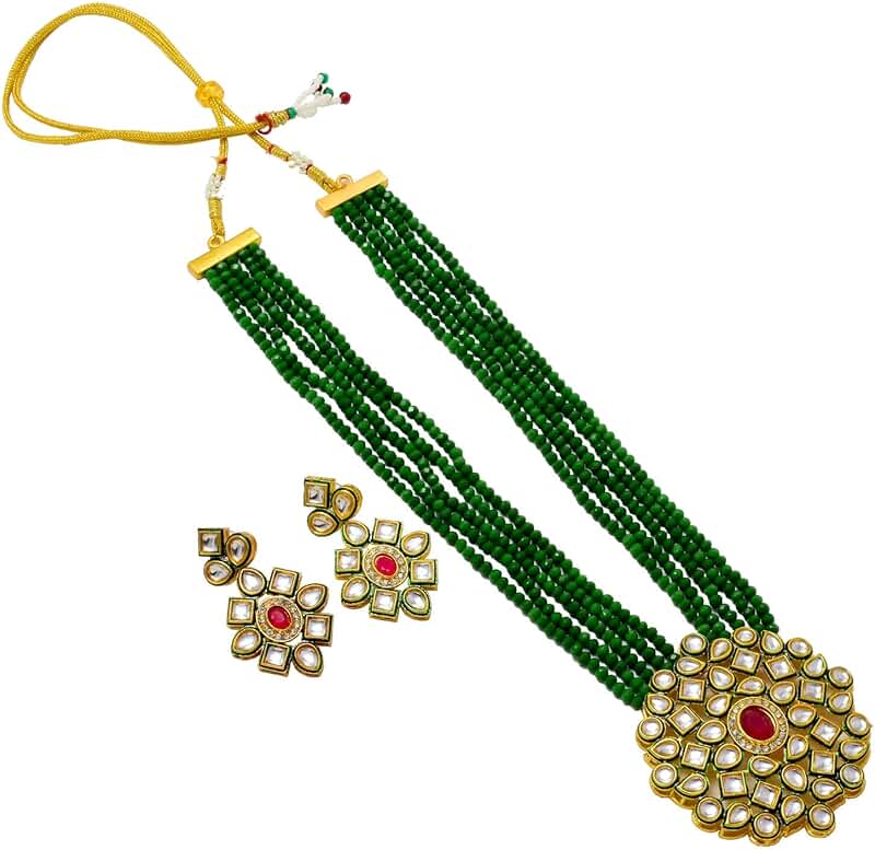 Layered Onyx Crystal Beads Necklace with Pearl and Multi-Stone Jewelry Set