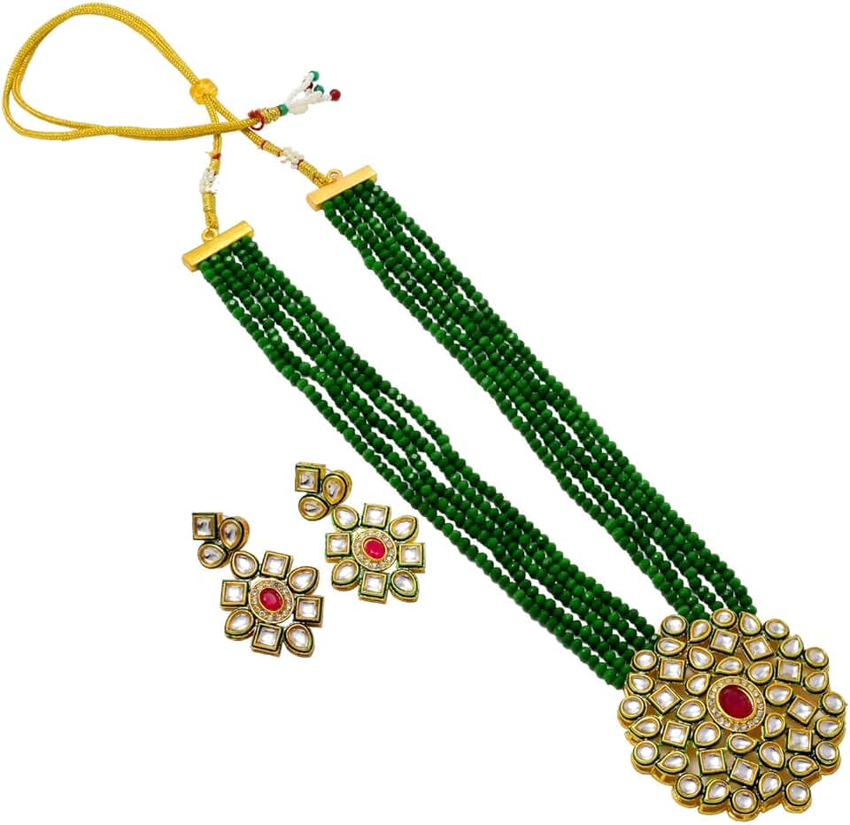 Layered Onyx Crystal Beads Necklace with Pearl and Multi-Stone Jewelry Set