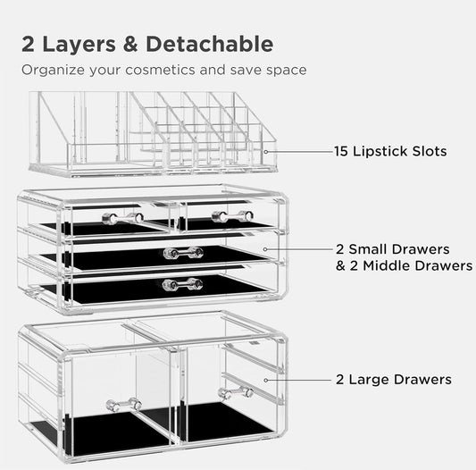 Acrylic Clear Makeup Storage Organizer with 6 Drawers