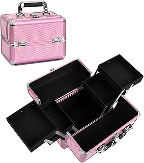Portable Makeup Organizer with Trays and Lock