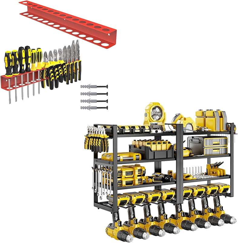 4-Layer Power Tool and Screwdriver Wall Organizer