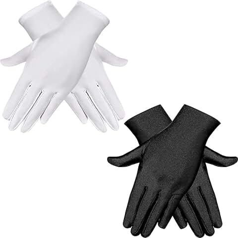Two Pairs of Women's Short Stretchy Spandex Gloves