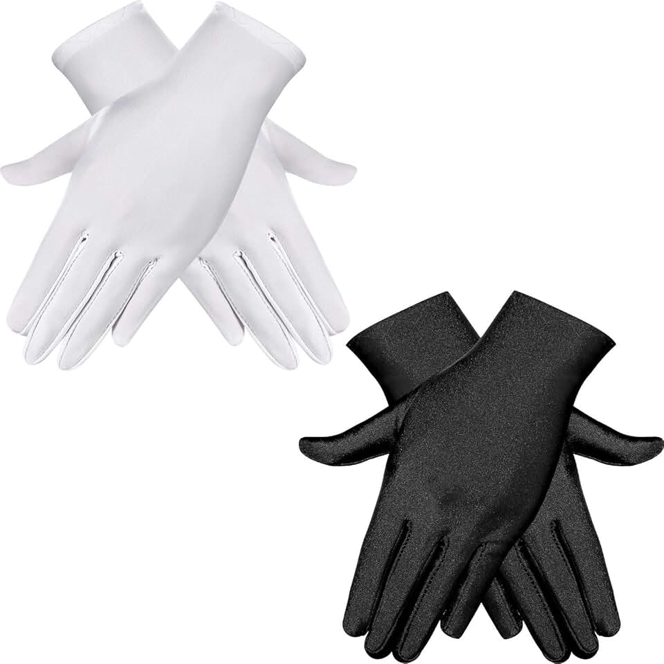 Two Pairs of Women's Short Stretchy Spandex Gloves