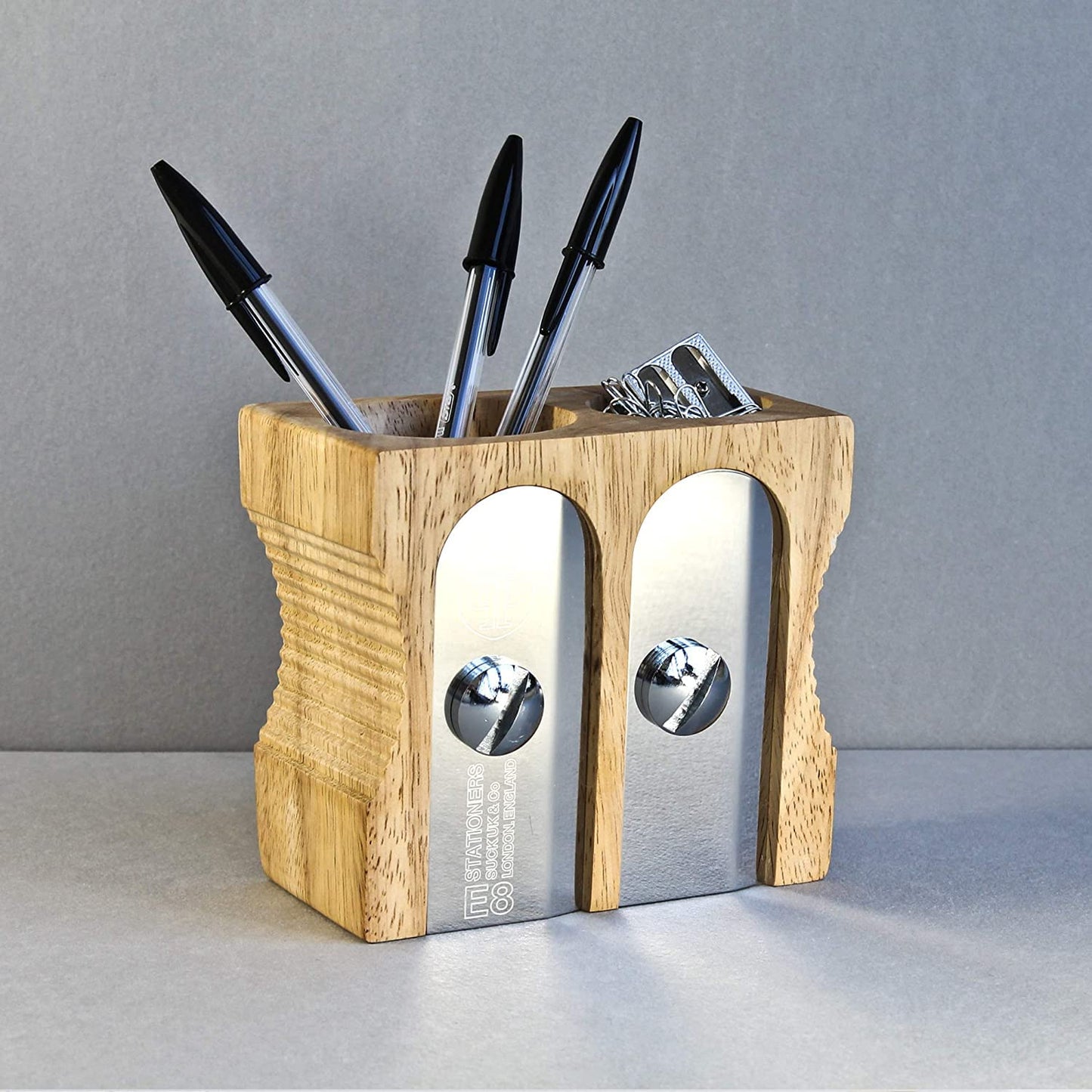 Wooden Pencil Sharpener and Desk Organizer