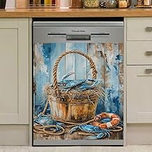 Blue Crab Dishwasher Magnet Cover, Farmhouse Style, 23"x26"