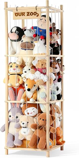 Wooden Stuffed Animal Storage with Elastic Cords