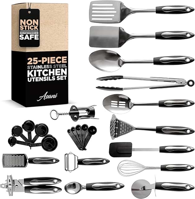 25-Piece Stainless Steel Kitchen Utensil Set