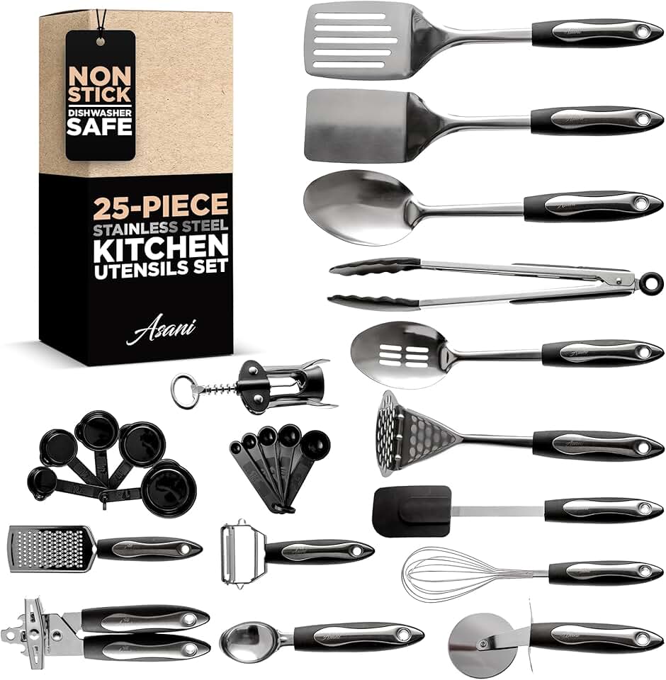 25-Piece Stainless Steel Kitchen Utensil Set