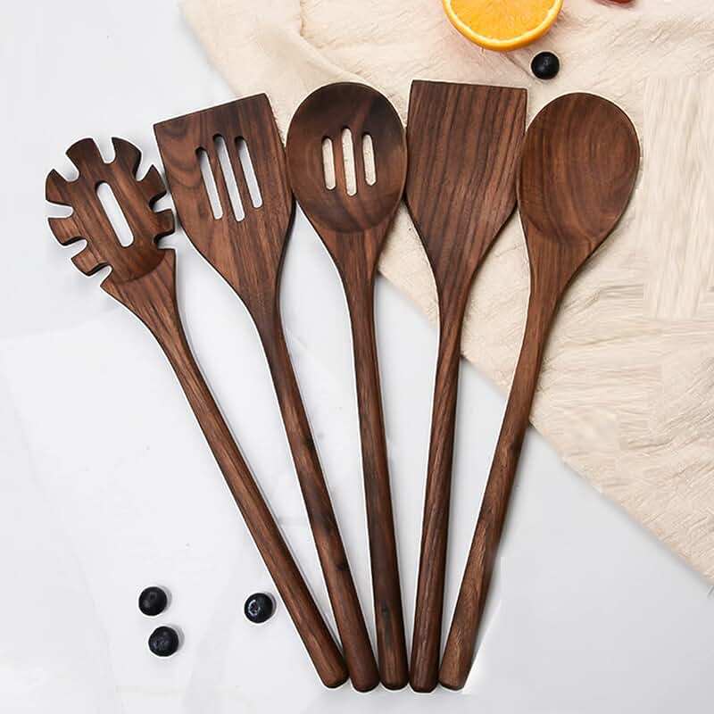 7-Piece Heat-Resistant Wooden Kitchen Utensil Set
