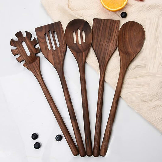 7-Piece Heat-Resistant Wooden Kitchen Utensil Set