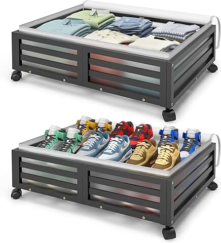 Large Under Bed Storage Bins with Wheels, 2 Pack