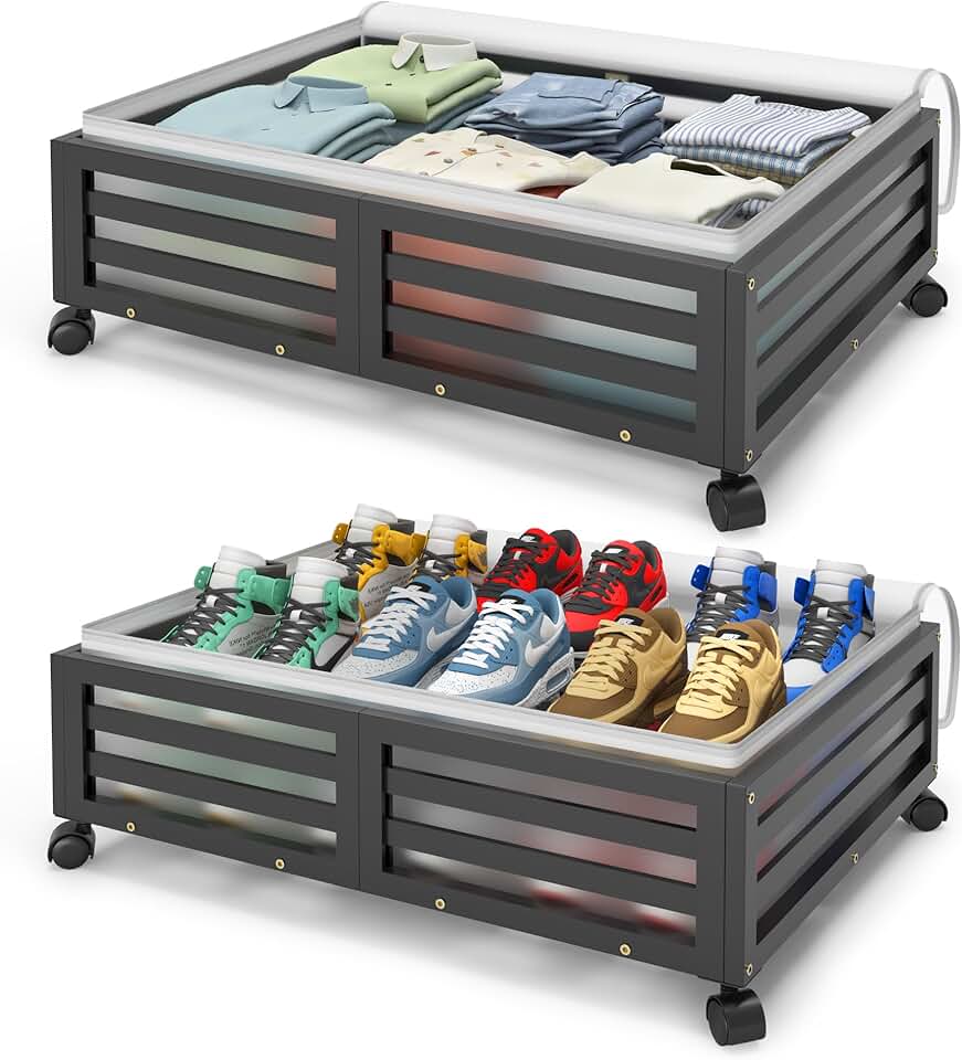 Large Under Bed Storage Bins with Wheels, 2 Pack