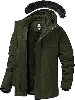 Men's Puffy Winter Coat with Fur Hood and Waterproof Protection