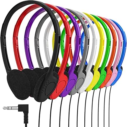30 On-Ear Student Headphones for Kids, Adjustable, Stereo