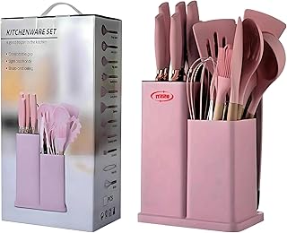 Pink 19-Piece Silicone Kitchen Utensil Set