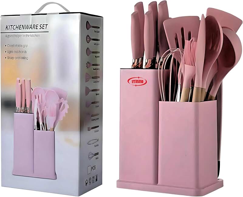 8-Piece Red Silicone Kitchen Utensil Set