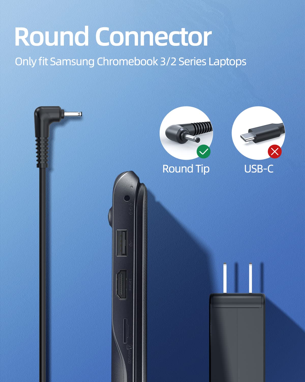 Charger for Samsung Chromebook Charger - (UL Safety Products)(Compatible with Chromebook 3 2 Series)