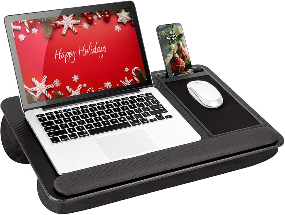 Home Office Lap Desk with Wrist Rest and Accessories