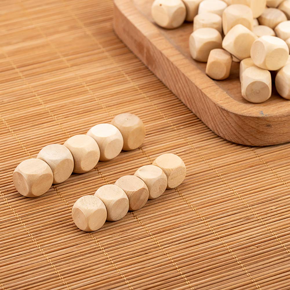 100 Pieces Unfinished Wooden Dice Set 12mm and 16mm