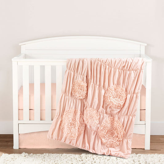 Serena Embellished Soft Baby/Toddler 3 Piece Bedding Set, 50" x 36", Blush