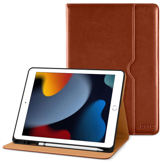 iPad 9th/8th/7th Generation 10.2 Inch Leather Folio Case Dark Brown