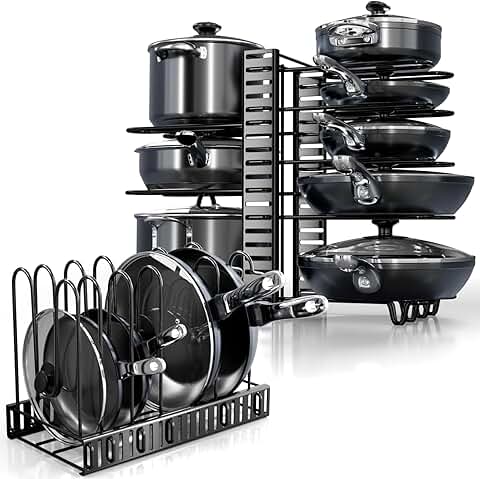 8-Tier Adjustable Under Cabinet Pot and Pan Organizer