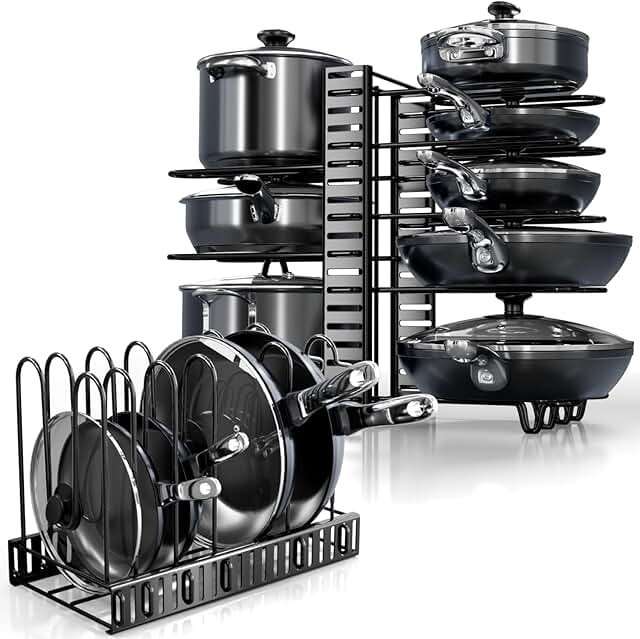 8-Tier Adjustable Under Cabinet Pot and Pan Organizer