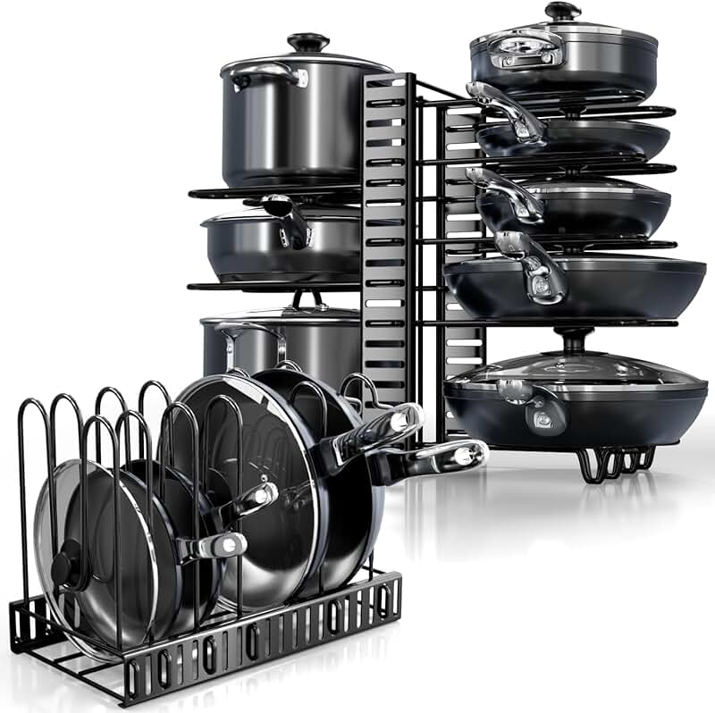 8-Tier Adjustable Under Cabinet Pot and Pan Organizer