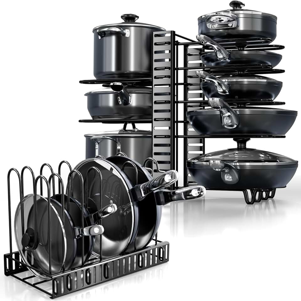 8-Tier Adjustable Under Cabinet Pot and Pan Organizer