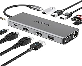 13-in-1 USB-C Hub with HDMI, VGA, Ethernet, and Card Reader