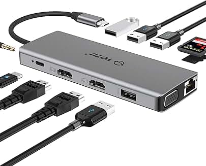 13-in-1 USB-C Hub with HDMI, VGA, Ethernet, and Card Reader