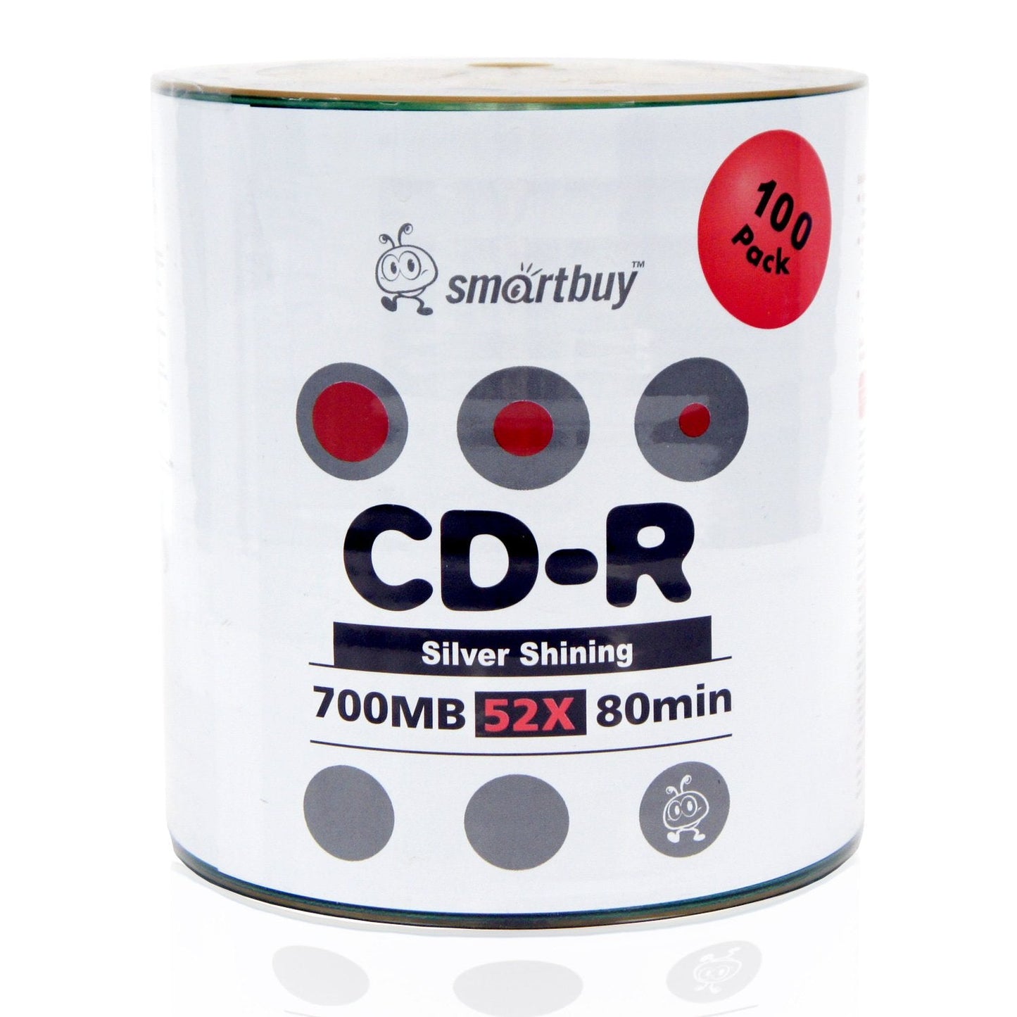 100-disc 700mb/80min 52x CD-R Shiny Silver Top Blank Recordable Media Disc