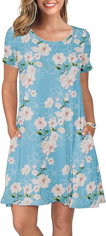 Casual Short Sleeve Summer Dress with Pockets